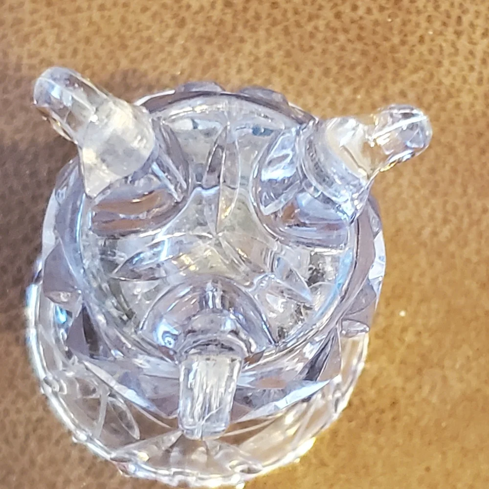 Vintage lead crystal etched three legged vase